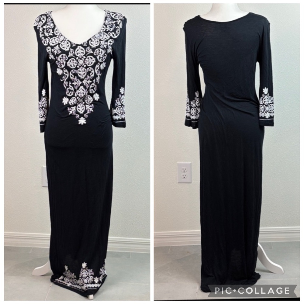 South Main lounge dress soft T shirt thin maxi puff print design long sleeve M